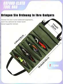 1pc CRILANO Heavy-Duty Roll-Up Tool Bag - Waterproof Oxford Cloth Organizer For Mechanics, Electricians, Carpenters & More - Durable, Portable & Stylish Industrial Gear With Multiple Compartments, Tool Storage Organizer - Multicolor - View 2