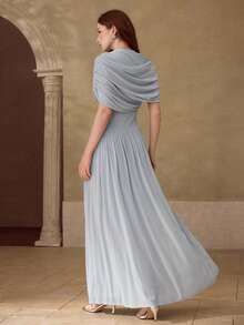 MOTF PREMIUM WOMEN'S KNITTED ELASTIC RUCHED DRESS - Grey - View 4