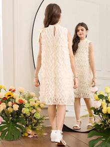 SHEIN New Summer Tassel Bow Tie Princess Dress, Halter Neck Celebrity Beach Dress - Apricot - View 4