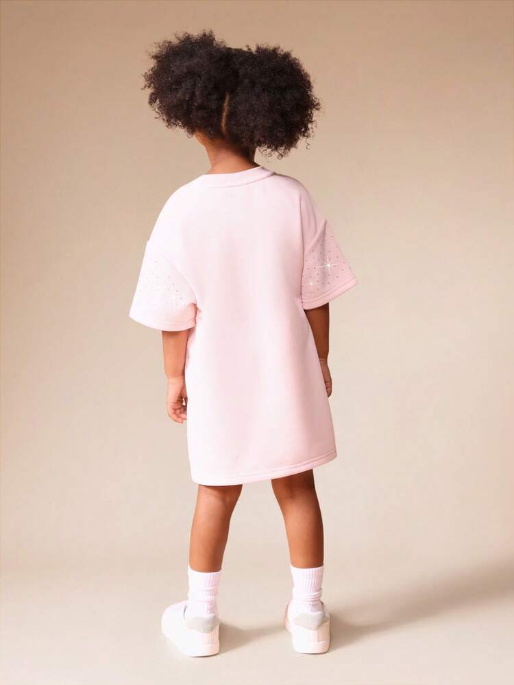 Strassbesetztes T-Shirt-Kleid mit Glitzerpunkten