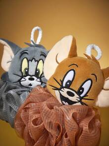 TOM & JERRY X SHEIN 1/2 件装卡通猫鼠头沐浴海绵，超柔软泡沫网，用于沐浴，配有挂绳。 - 彩色 - 查看 5