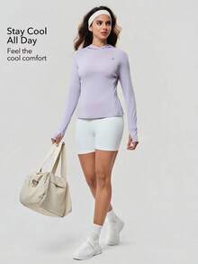 OutZeal 女士户外连帽衫 徒步露营 凉爽触感 带拇指孔 - 淡紫色 - 查看 2