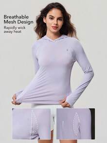 OutZeal 女士户外连帽衫 徒步露营 凉爽触感 带拇指孔 - 淡紫色 - 查看 3