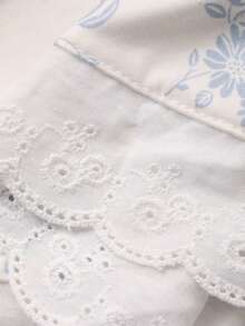 Dazy Plus Quần pajama dài nữ cỡ lớn họa tiết hoa nhí, cạp chun, thích hợp cho mùa xuân/hè. - Màu xanh lam - Xem 3