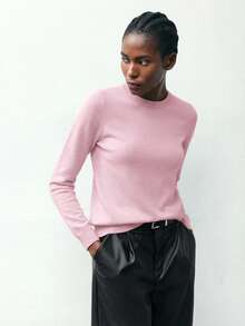 Maija Women's Loose Fit Round Neck Long Sleeve Casual Pullover Sweater, Versatile For Comfortable Collar Decor Removable, Business Casual Office Wear, Low-Key Vintage Vibe, High-End Urban Commuter Style - Pink - View 5