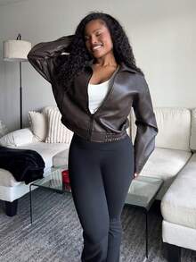 Tyla Gomez Spring New Vintage Leather Jacket, Short Style, Regular Fit, Women's Jacket For Valentine's Day Fall,Winter - Brown - View 6