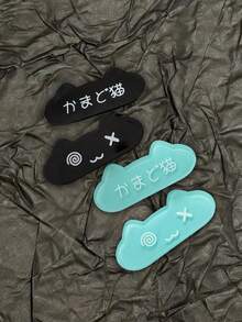 ROMWE Anime 4 PCS Random Cute Style Hairpins, Cat Duckbill Hairpins, Cartoon Style Hairclips - black and blue - View 4