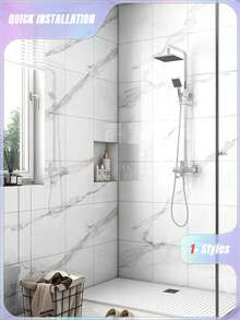 10 件装 0.9 ㎡ 深灰色大理石纹瓷砖贴纸防水防潮铝塑板自粘墙纸适用于墙面翻新装饰情人节、情人节婚礼、生日 - 白色 - 查看 5