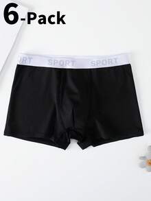 paquete de 6 calzoncillos tipo bóxer suaves y cómodos con gráficos minimalistas de videojuegos para adolescentes - Negro - Ver 4