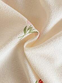 Conjunto de 2 piezas de ropa de estar en casa con cintura elástica y volantes con estampado floral para niñas - Albaricoque - Ver 12