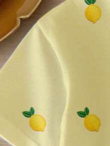 两件套女童休闲柠檬印花T恤和骑行短裤套装，舒适日常穿着，适合春、夏、秋季穿着。 - 彩色 - 查看 6