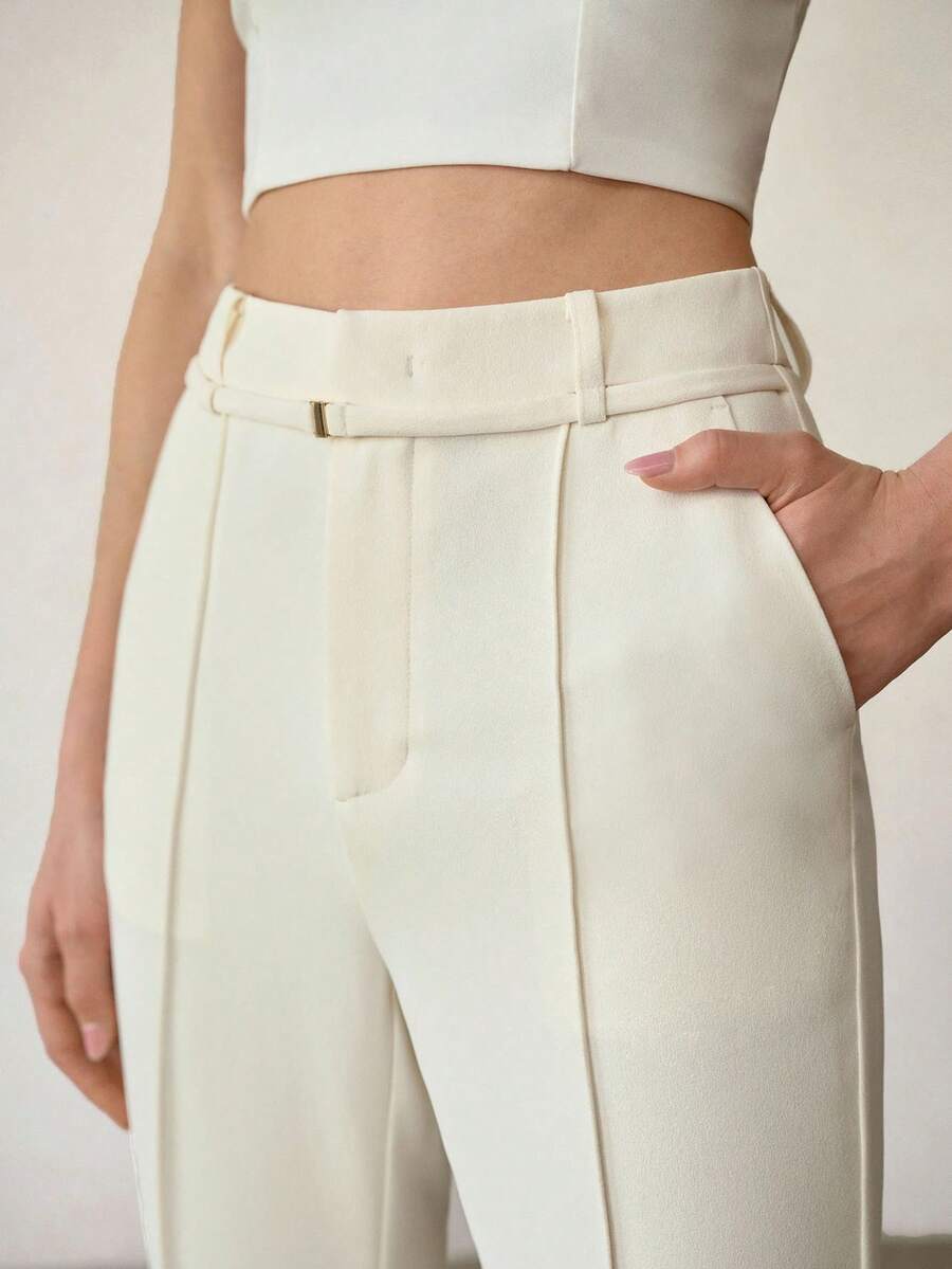 MOTF PREMIUM ELEGANT FITTED FLARED LEG SUIT PANTS, SPRING/SUMMER - Apricot - View 2