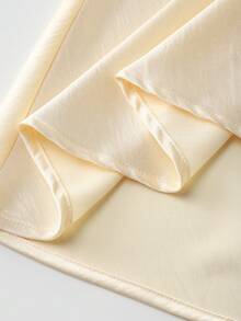 Franclia 女士复古优雅香槟色缎面露背系带吊带连衣裙 - 杏色 - 查看 4