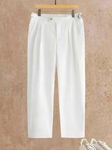 HIMLAND 男士休闲纯色宽松口袋裤 - 白色 - 查看 2