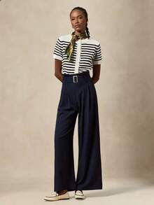 Briarwyn 女士休闲通勤撞色条纹短袖开衫 - 黑與白 - 查看 4