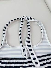 Rina Fox 1 Set Fashion Black Off-Shoulder Crop Top & Striped Camisole Sports Outfit - Multicolor - View 7