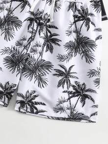 SHEIN 青少年（男童）防晒泳衣套装，时尚印花长袖泳衣 - 黑與白 - 查看 5