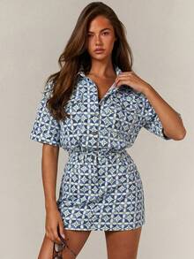 Athîral Women's Casual Button Front Cinched Waist Denim Midi Dress, Summer - Multicolor - View 3