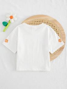 Cozy Pixies Blusa de punto suave con cuello redondo y hombros caídos con estampado floral para bebé niña - Blanco - Ver 2