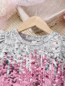 SHEIN Young Girl Sparkly Printed Unicorn Dress - Multicolor - View 5