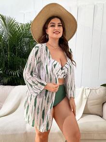 Swim Lushoire Plus Size Underwire Padded 3-Piece Bikini Sets - Multicolor - View 4