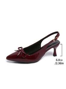 FASHION Stylish Pointe High Heel Sandals With Bow For Women, Sexy Dress Shoes For Party, Suitable For Summer,, Disco, Wedding, Party, Outdoor, Available In Burgundy, Black, White, Etc. - 酒紅色 - 查看 5