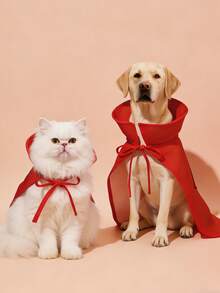 SUPERMAN X SHEIN 1 buah Hiasan Jubah Hewan Peliharaan Berlogo, Kerah, Cocok untuk Anjing, Cocok untuk Kucing - Merah - View 3