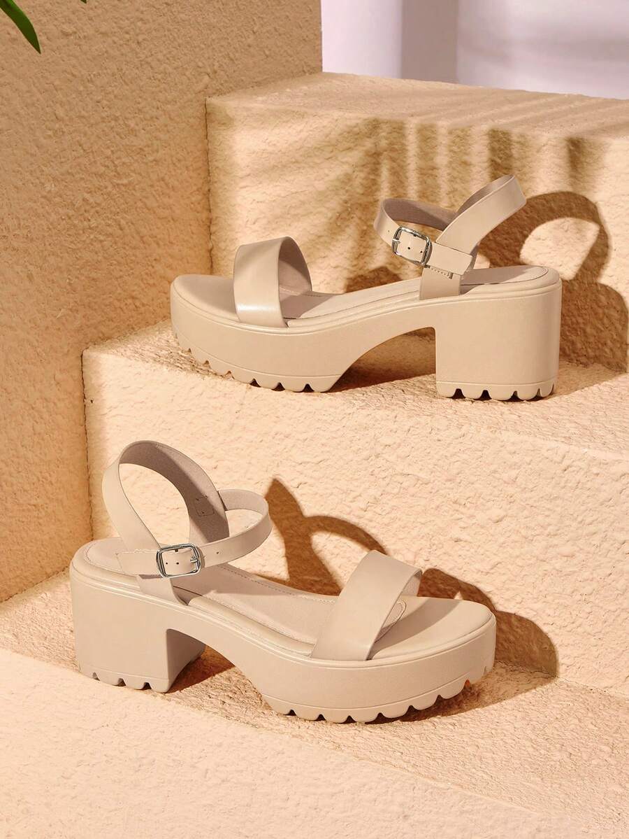 HighSole 女士时尚黑色高跟凉鞋，适合夏季毕业典礼、舞会、度假等各种场合，包括夏季、圣诞节、秋季、新年等节日。 - 杏色羊紋 - 查看 1