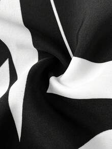 Maweii Plus Size Women's Summer Casual Minimalist Commute & Vacation Floral Print Jumpsuit, Elegant For Party - Black and White - View 6