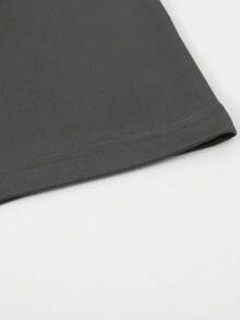 Manfinity Homme Men's Minimalist Graphic Print Round Neck Short Sleeve T-Shirt - Dark Grey - View 5