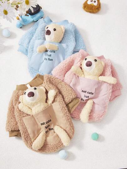 PETSIN Autumn/Winter Plush Velvet Pet Vest & Hoodie – Soft Warm Sweater With Traction Buckle For Dogs, Cats & Small Animals, Indoor/Outdoor Wear