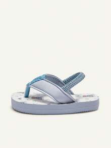 Cozy Pixies Summer Fashionable Versatile Beach Vacation Seaside Fun And Cute Pattern Flip-Flops With Baby Slippers, Light, Can Be Worn Indoors And Outdoors. - Blue - View 3
