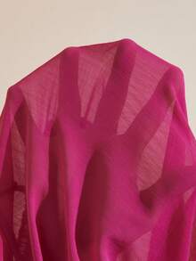 Revavyn Elegantes Maxikleid aus Chiffon mit V-Ausschnitt, Rüschenkante und geraffter Taille, modisches Urlaubsdesign für Frauen - Heißes Pink - Übersicht 7