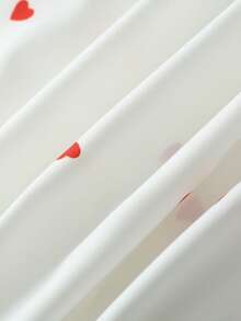 GlowEve 女士白色底红色爱心荷叶边上衣，红色仿腰带装饰短裤套装，优雅浪漫的情人节、劳动节、旅行、街头风、学院风、春夏装扮 - 紅白色 - 查看 4