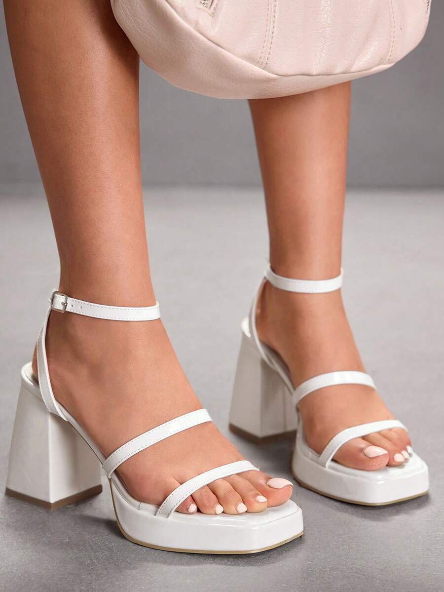 CUCCOO SZL Giày sandal cao gót quai mảnh thời trang cho nữ, giày cao gót dự lễ tốt nghiệp, giày cao gót dự tiệc cho kỳ nghỉ hè, giày công sở thanh lịch, giày mùa xuân, giày lễ Phục sinh và Giáng sinh. - Gương trắng - Xem 1
