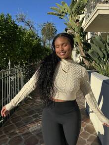 Tyla Gomez Women's Plain & Simple Daily Long Sleeve Sweater,Long Sleeve Tops Knit Pullover Fall Winter Outfit - Apricot - View 3