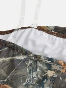 SHEIN Girlism 少女碎花针织网纱下摆开衩褶皱吊带背心 - 彩色 - 查看 3