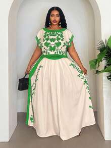 Veslaya 大码新品/复活节/西部风/海滩风/波西米亚风/波西米亚女装/节日女装/锐舞派对/复活节女装/复古女装/乡村音乐会装/外出装/仙女风/节日装/机场/夏季装 - 綠色 - 查看 6