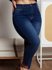 Lupita Cardoza Ombre Jegging Pockets Casual Fashion Denim Pants - Dark Wash - View 3