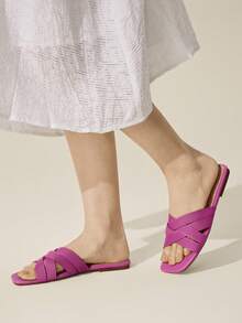 CUCCOO BASICS Sandalias planas versátiles y sencillas de verano para Navidad - Rosa Roja 1 - Ver 2