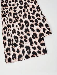 SHEIN ChillGRL 1 Stück lässiger, minimalistischer, modischer Outdoor Jumpsuit mit schwarzem Streifen- und Leopardenmuster für Teenager, Sommerurlaub & Ausflüge - Schwarz - Übersicht 4