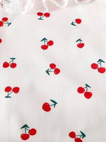 SHEIN 3pcs Baby Girls' Cute & Fruit And Sunflower Pattern Knitted Bodysuit, Suitable For Vacation And Casual Daily Wear, Summer - Multicolor - View 4