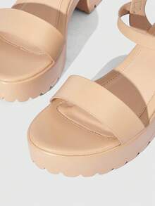 HighSole 女士时尚黑色高跟凉鞋，适合夏季毕业典礼、舞会、度假等各种场合，包括夏季、圣诞节、秋季、新年等节日。 - 杏色羊紋 - 查看 4