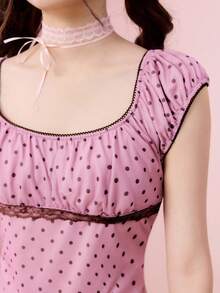 ROMWE Avant Vintage Sweetheart Polka Dot Fitted Blouse - Multicolor - View 2