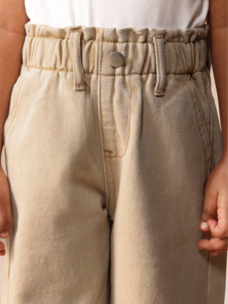 Jean kaki à jambes larges et taille haute