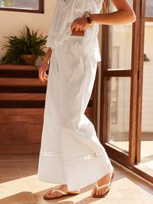 Bohemian Style Sleeveless 100% Cotton Women Pajama Set - White - View 4