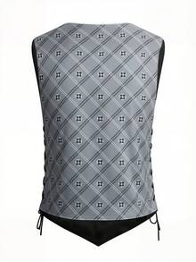 Manfinity Homme Men's Streetwear Vest With Letter Pattern, Stylish Autumn/Winter Layering Vest,Men Old Money,Daily Leisure, Weekend Trips, Outdoor Activities, Travel Expeditions, Relaxed Work Environments Or Semi-Formal Occasions, Boyfriend/Husband Gift, Anniversary /Birthday Gift Party Summer Vacation Holiday,Wedding,Spring To Summer,Mardi Gras,Men Dress Vest,Men's Sleeveless Outfits,Blue And White Outfit Men,Man Clothes Set Blue And White,Luxury Clothes For Men - Multicolor - View 2