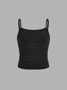 SHEIN Girlism 3件套 少女修身休闲运动吊带背心基础款上衣 - 紅色 - 查看 10