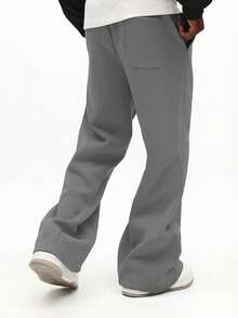 SUMWON Essential Flare Fit Jogger 运动裤，休闲舒适，适合日常穿着，采用抽绳腰带和阔腿设计，纯色款。 - 深灰色 - 查看 2