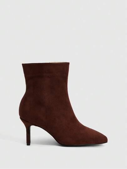 Daringsoles Women's Sexy Pointed Side Zipper Autumn And Winter Boots Suede Brown American Booties Commuter Booties Women's Naked Boots